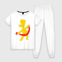 Пижама хлопковая женская Барт с полотенцем, цвет: белый