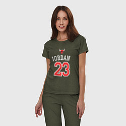 Пижама хлопковая женская Jordan 23, цвет: меланж-хаки — фото 2