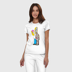 Пижама хлопковая женская Homer Anatomy, цвет: белый — фото 2