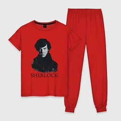 Пижама хлопковая женская Sherlock Art, цвет: красный