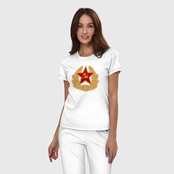 Пижама хлопковая женская Кокарда СССР, цвет: белый — фото 2