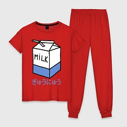 Пижама хлопковая женская White Milk, цвет: красный