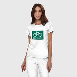 Пижама хлопковая женская Дорога для велосипедистов, цвет: белый — фото 2