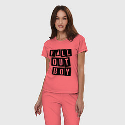 Пижама хлопковая женская Fall Out Boy: Words цвета коралловый — фото 2