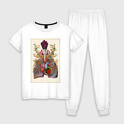 Пижама хлопковая женская Дыхательная система, цвет: белый