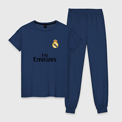 Пижама хлопковая женская Real Madrid: Fly Emirates, цвет: тёмно-синий
