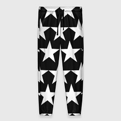 Женские брюки Белые звёзды на чёрном фоне 2
