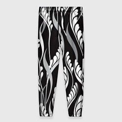 Женские брюки Листья в черно-Белом Цвете