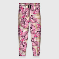 Женские брюки Розовый тропический узор