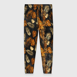 Брюки женские Тигры и листья Тропики, цвет: 3D-принт