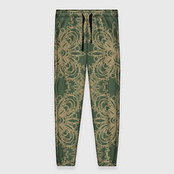 Женские брюки Зелено-золотой фрактальный узор