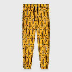 Женские брюки Черно-желтый современный узор Листья