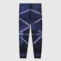 Женские брюки Неоновый прерывистый куб во тьме - Фиолетовый