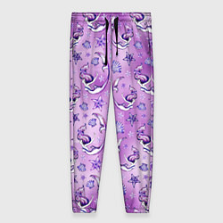 Женские брюки Танцующие русалки на фиолетовом
