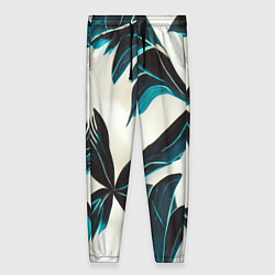 Женские брюки Листья тропические тёмно-синие