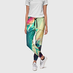 Брюки женские Разбитый экран, неоновые осколки, цвет: 3D-принт — фото 2