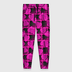 Женские брюки Black and pink hearts pattern on checkered