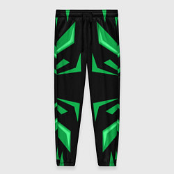 Женские брюки Фигуры зеленого цвета на черном фоне geometry
