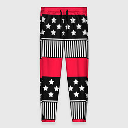 Женские брюки Red and black pattern with stripes and stars
