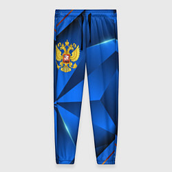 Женские брюки Герб РФ на синем объемном фоне