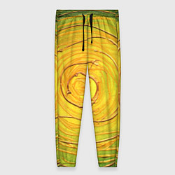 Брюки женские Желто-зеленая текстурная абстракция акрилом, цвет: 3D-принт