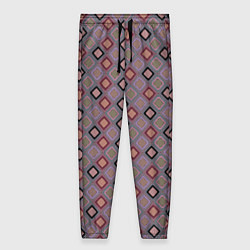 Женские брюки Разноцветные квадраты с зигзагами