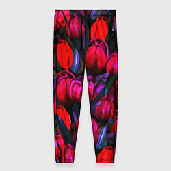 Женские брюки Тюльпаны - поле красных цветов