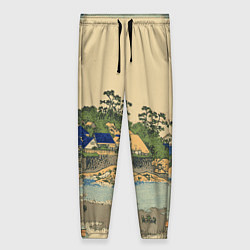 Женские брюки Японская гравюра с деревней