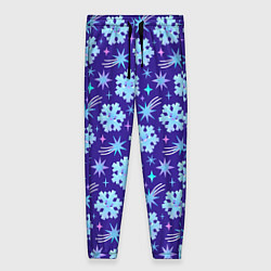 Женские брюки Снежинки со звездами в синем небе