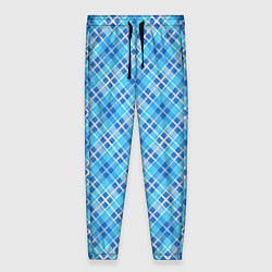 Брюки женские Голубой узор в косую клетку, цвет: 3D-принт