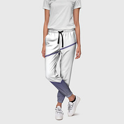 Брюки женские Абстрактный белый и фиолетовый паттерн, цвет: 3D-принт — фото 2