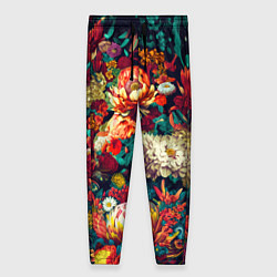 Женские брюки Цветочный паттерн с цветами и листьями