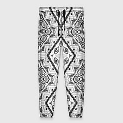Женские брюки Бело-серый этнический орнамент