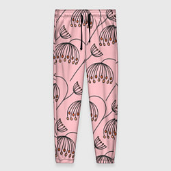 Женские брюки Цветы в стиле бохо на пудрово-розовом фоне