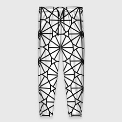 Брюки женские Абстрактный чёрно-белый треугольно-круглый паттерн, цвет: 3D-принт