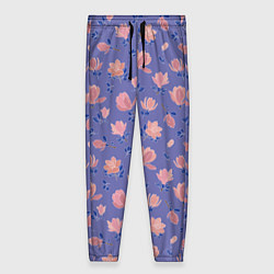 Женские брюки Цветы магнолии на нежно-лиловом