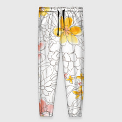 Женские брюки Нарисованный цветы - светлый