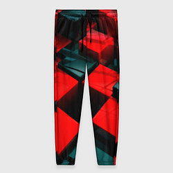 Женские брюки Кубы геометрии красный и чёрный