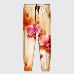 Брюки женские Акварельные цветы - персиковый паттерн, цвет: 3D-принт
