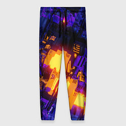 Брюки женские Фиолетовая и оранжевая схема, цвет: 3D-принт