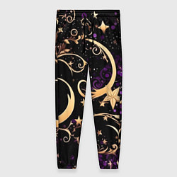 Женские брюки Чёрный паттерн со звёздами и лунами