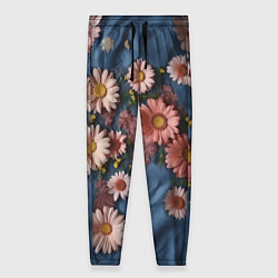 Брюки женские Хризантемы на джинсе, цвет: 3D-принт