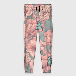 Женские брюки Паттерн с бабочками и цветами