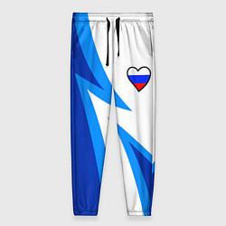Брюки женские Флаг России в сердечке - синий, цвет: 3D-принт