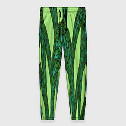 Женские брюки Зеленый растительный мотив