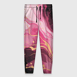 Женские брюки Абстрактный черно-розовый мраморный узор
