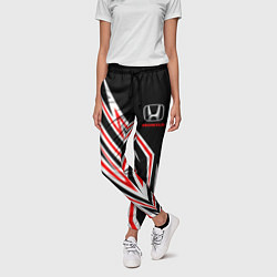 Брюки женские Хонда - белый и красный, цвет: 3D-принт — фото 2