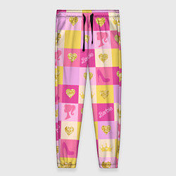 Брюки женские Барби: желтые и розовые квадраты паттерн, цвет: 3D-принт