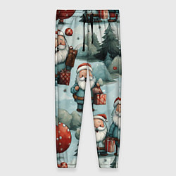 Женские брюки Рождественский узор с Санта Клаусами