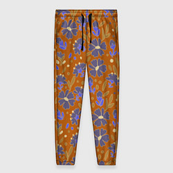 Женские брюки Цветы в поле коричневый цвет